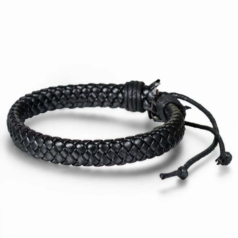 

Men's Punk Leather Bracelet Bangle Cuff Rope Jewelry Black Brown Braided Leather Bracelet Adjustable Fashion Bracelets 2019 New