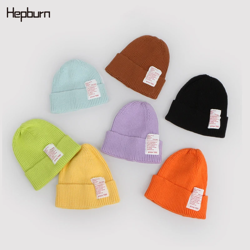 Хепберн брендовая вязаная облегающая шапка ярких цветов Шапка бини из мягкой