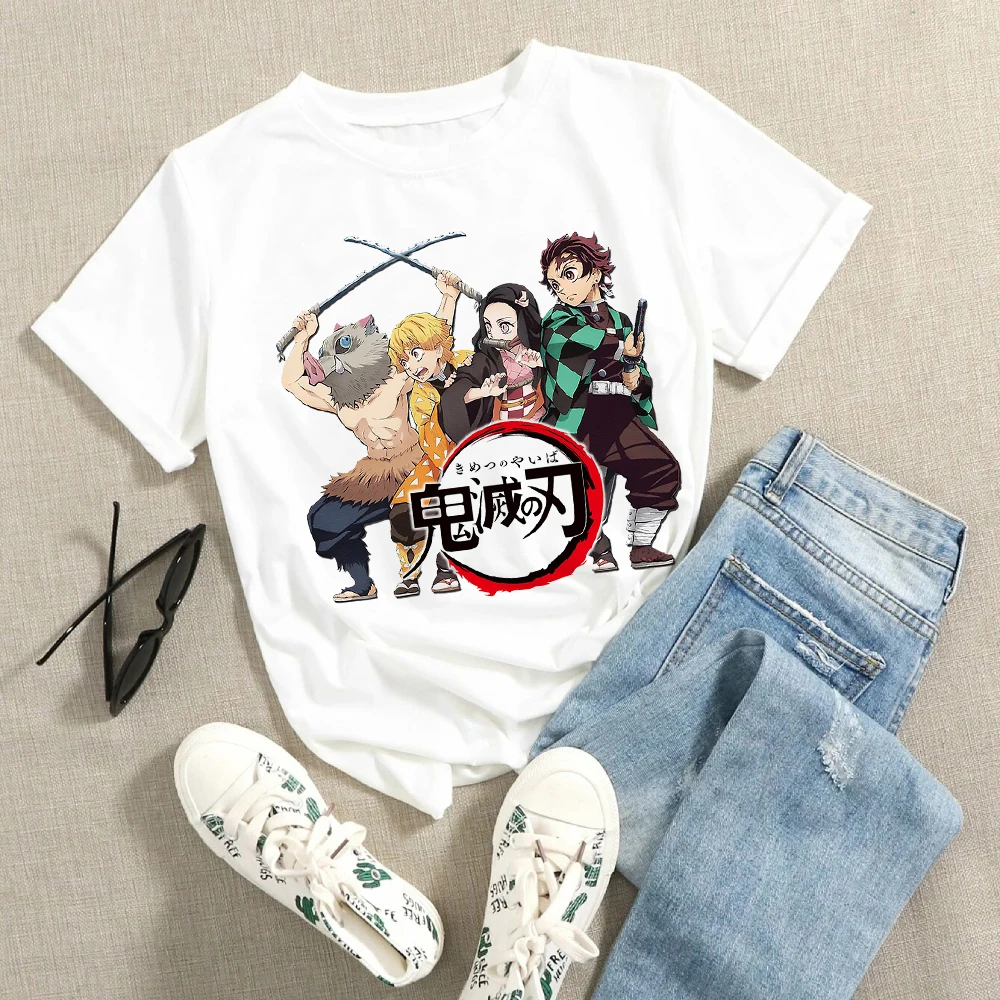 

Demon Slayer Series T Shirts Anime Beautiful Poster Cover Graphic Printed Short Shirt Soothing Women Japanese Summer Tops