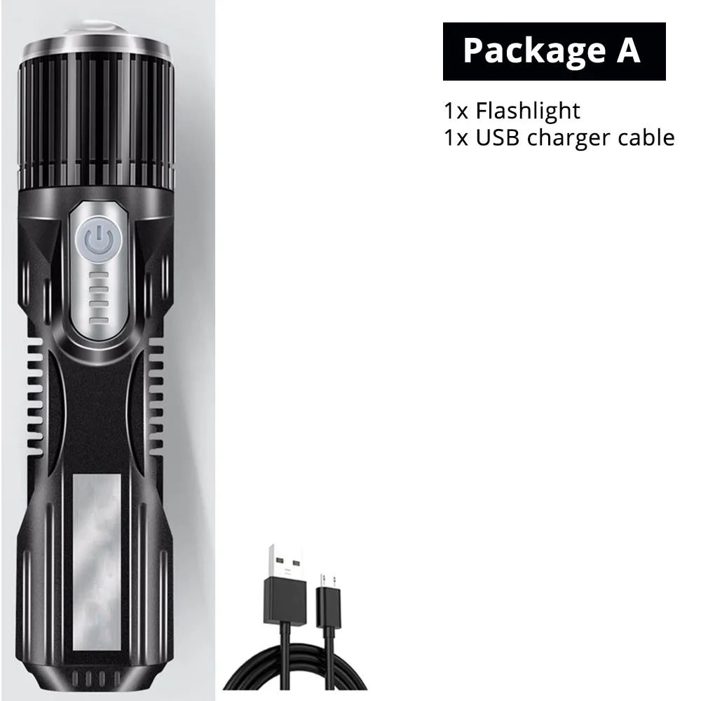 Package A USB перезаряжаемый светодиодный фонарик водонепроницаемый фонарь USB интерфейс для зарядки телефона масштабируемый 5 режимов освещения супер яркий - Испускаемый цвет: Package A