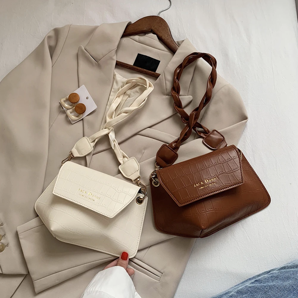 

Retro Alligator Pattern Small Shoulder Bag For Women 2021 Soft PU Leather Irregular Shaped Woven Shoulder Strap Underarm Bags