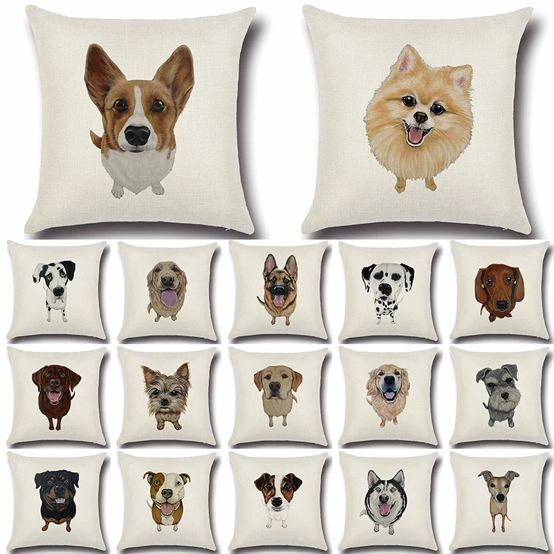 

1 Pcs Qute Dog Pattern Cotton Linen Throw Pillow Cushion Cover Seat Car Home Sofa Bed Decorative Pillowcase funda cojin 40191