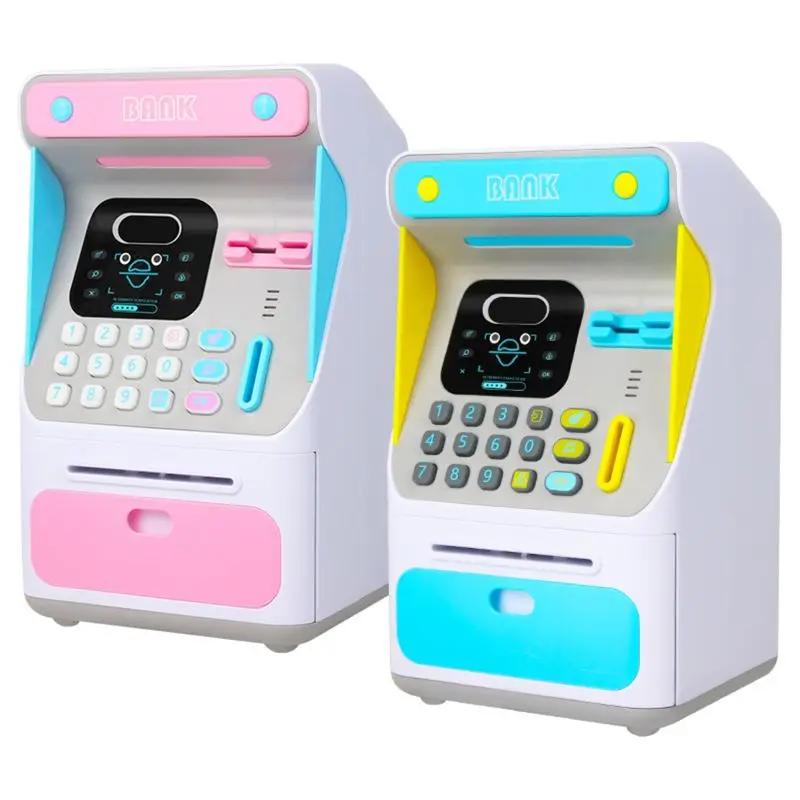

Mini ATM Money Bank with Electronic Lock Face Recognition Auto Scroll Paper Money & Coin For Kids Teens Boys Girls