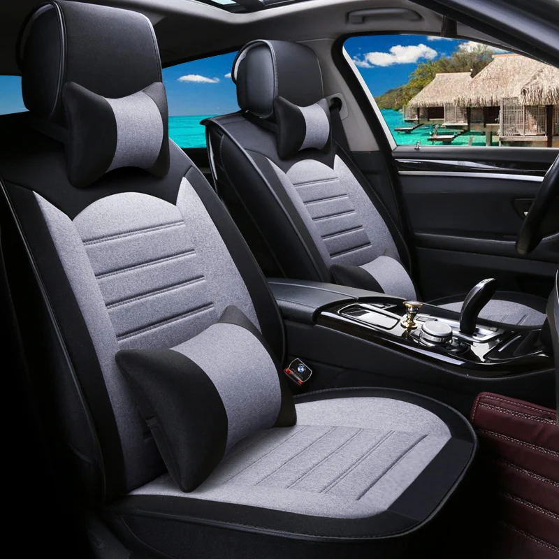 Полное покрытие льняное волокно чехлы для автомобильных сидений Citroen c1 celysee ds3 c4 ds4