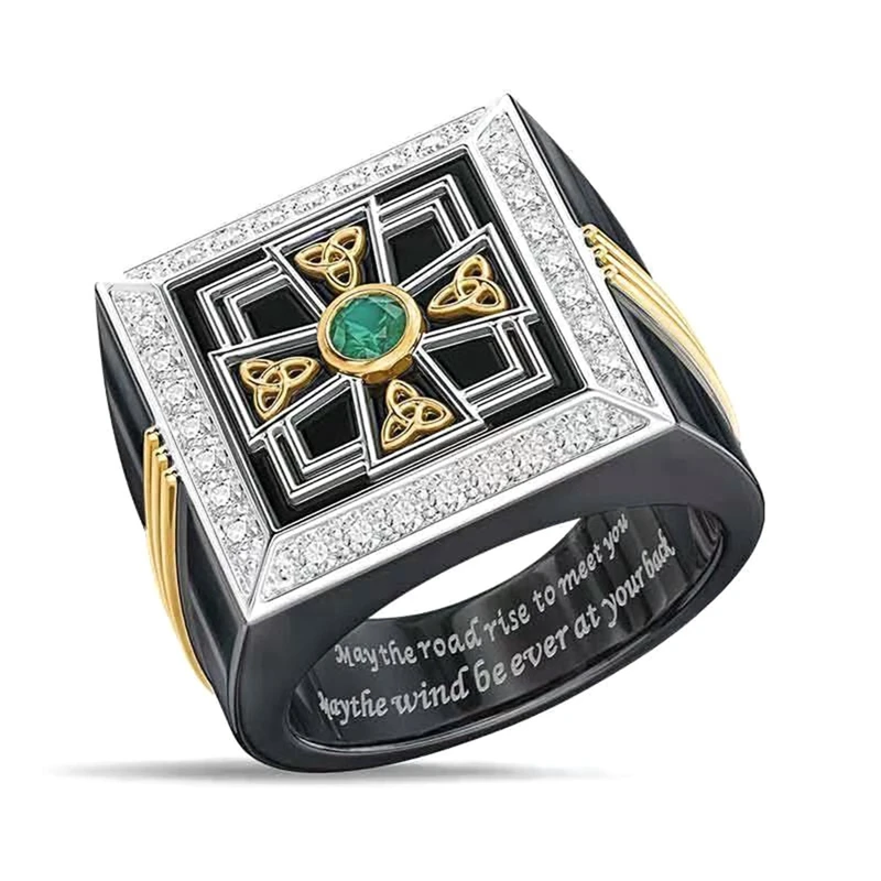 

2021 Retro Classic Two-color Antique Cross Ring Men's Square Ring Fashion Men's Jewelry Accessories Cross Locomotive Ring