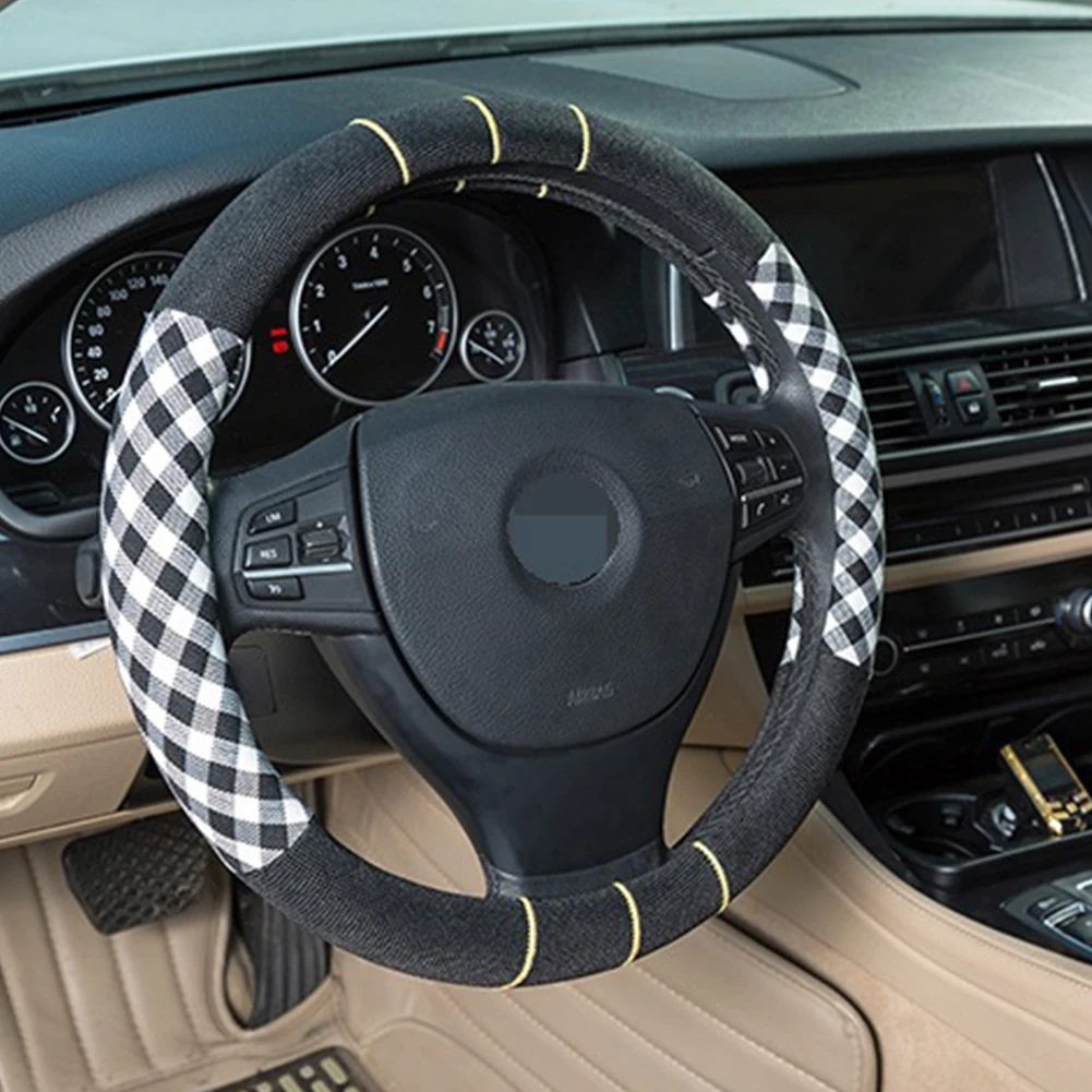 Автомобильный льняной чехол на руль четыре сезона универсальная ткань для