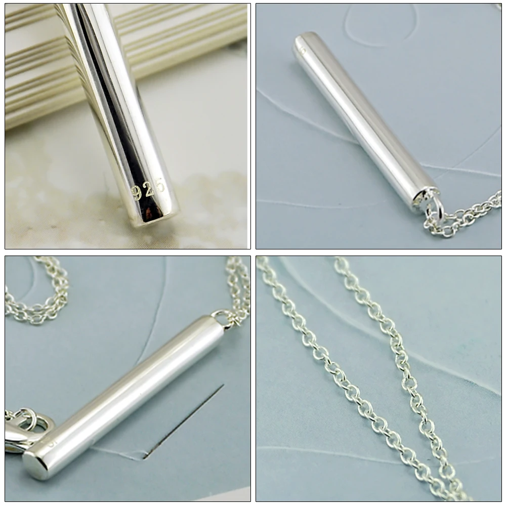 Женское ожерелье из серебра 925 пробы с подвеской цилиндром 41 46 см|Ожерелья| |