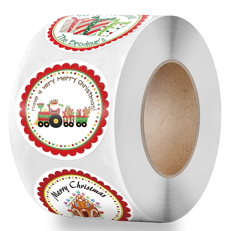 

500Pcs/lot Merry Christmas Roll 4 Styles Card Label Sealing Stickers