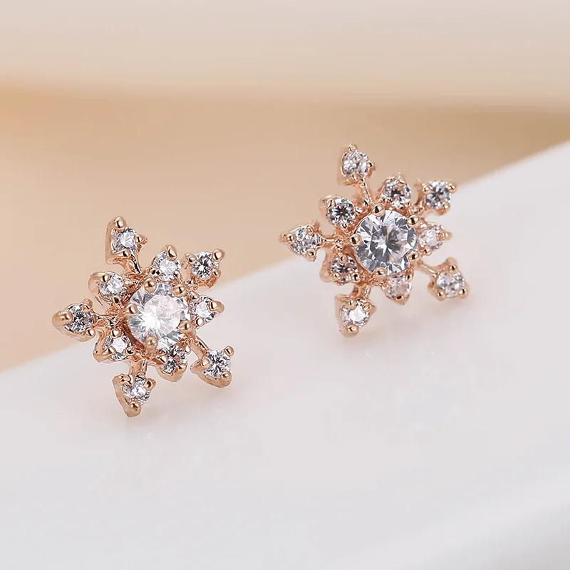 

DE166 Fashion Delicacy Beautiful 4A Zircon Snowflake Ear Stud GIRL'S Gift Party Banquet WOMEN'S Jewelry Earrings 2021