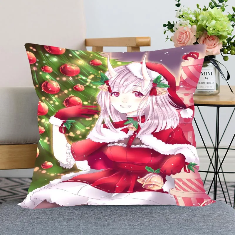 

New Anime Girl Merry Christmas Pillowcase Wedding Decorative Pillow Cover Custom Printed Soft Satin Fabric Pillow Cases Not Fade