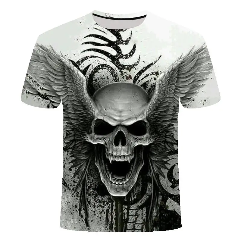

2019 Mens Skull T shirts Brand punk style finger skull 3Dt- shirts Men Tops Hip hop 3d print skull punisher T-shirt dropshipping