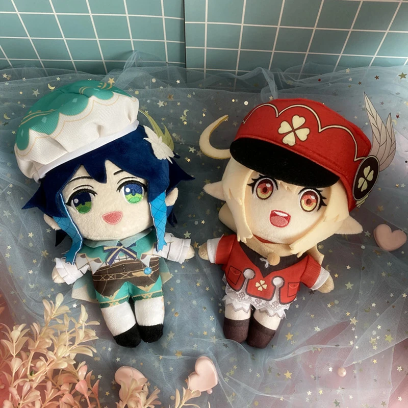 

8 Styles Genshin Impact Dressed Doll Barbatos Klee Hutao With Clothes&Hat Plushies Diluc Plush Doll Kawaii Gifts For Fans Child