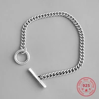 korean version of 925 sterling silver necklace cold wind classicism geometric round design personality chain women accessories