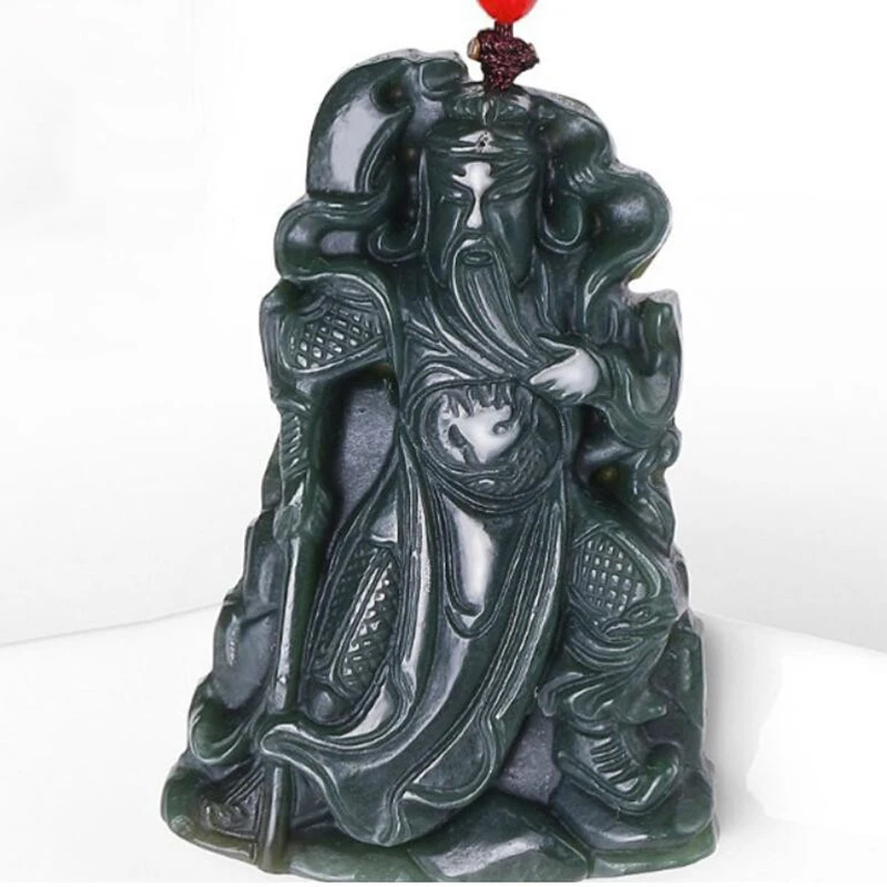 

Natural He tian Jade Guan Yu Jade Pendant Jewelry Lucky Exorcise evil spirits Auspicious Amulet Jade Pendant Fine Jewelry