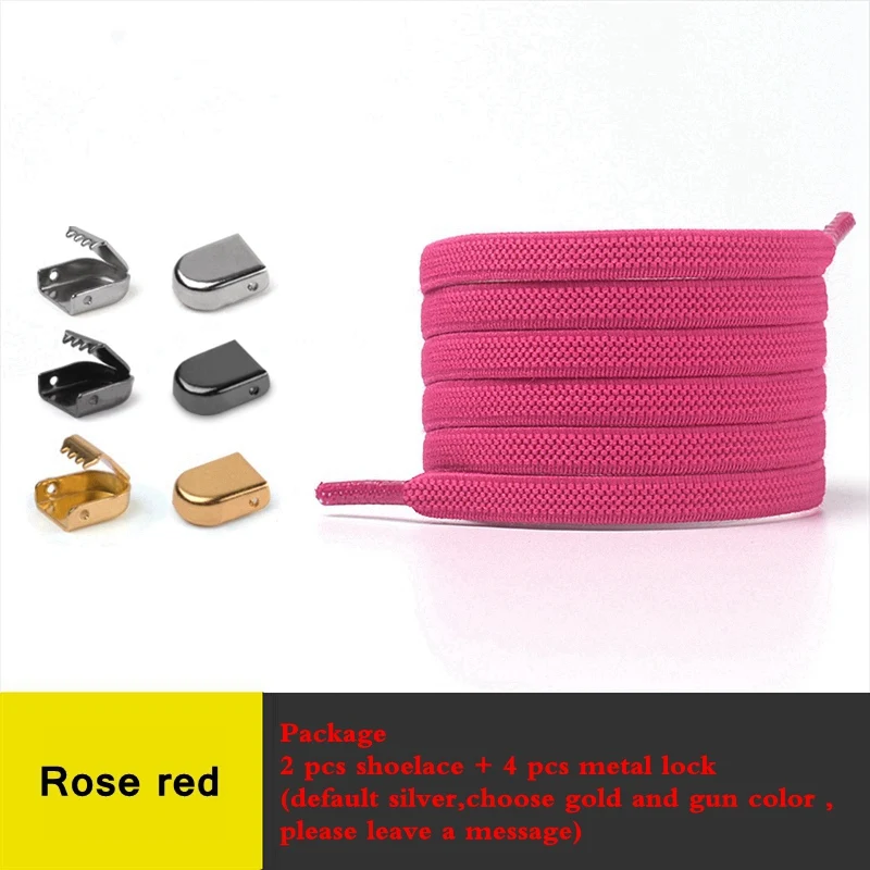 Rose red 1 пара шнурки без завязок эластичные шнурки для обуви для детей и взрослых унисекс плоские туфли кружевные уличные кроссовки для отдыха быстрозащитные ленивые шнурки - Цвет: Rose red