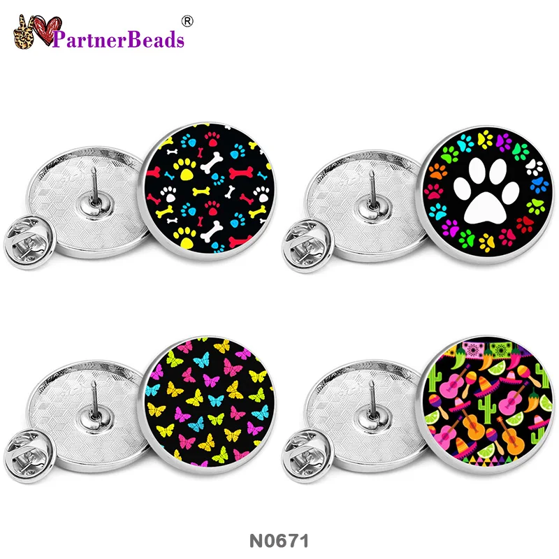 Красочный Узор окрашенная металлическая брошь красивые пуговицы 15 мм/18 мм/21 мм/23