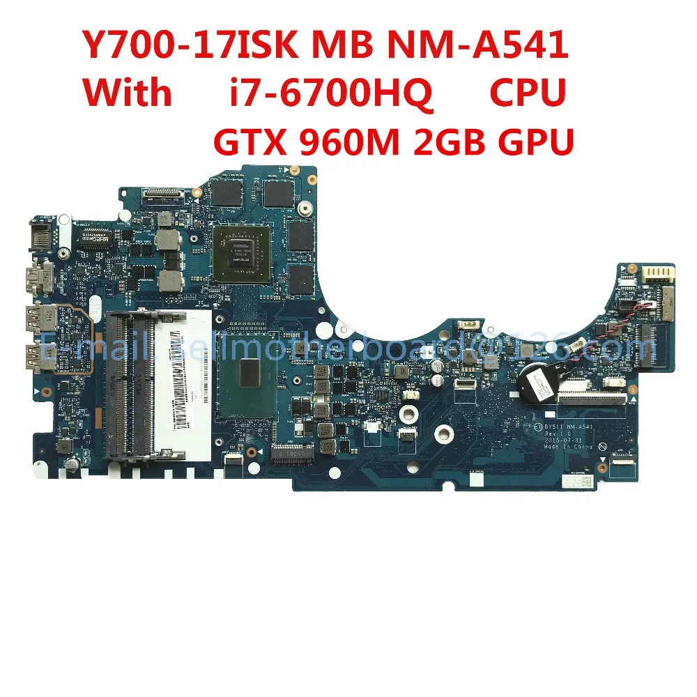 Reboto для lenovo Y700 Y700-17ISK Материнская плата ноутбука 5B20K37628 NM-A541 с i7-6700HQ 2,6 ГГц процессор HM170 GTX 960M 2 Гб DDR4