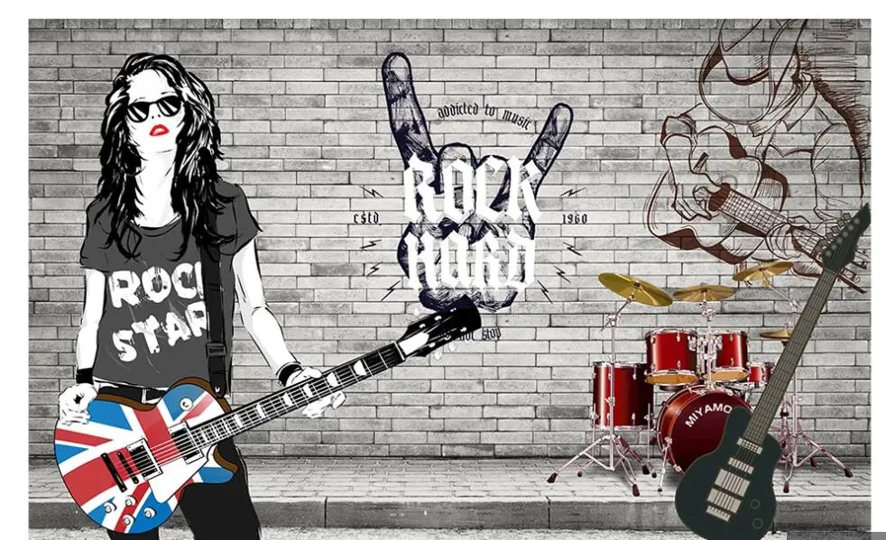 Настенные 3D обои на заказ рисунок в виде каменных граффити трехмерная кирпичная