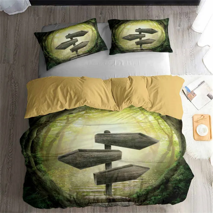 

HELENGILI 3D Bedding Set Forest dreamland Print Duvet cover set lifelike bedclothes with pillowcase bed set home Textiles #2-10
