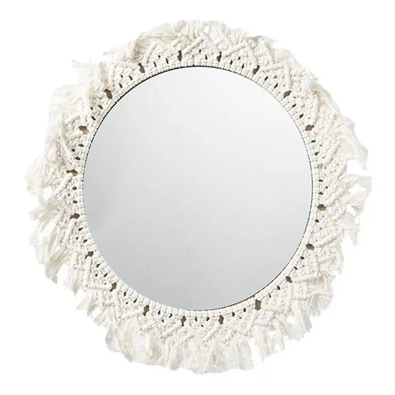 

Cotton Rope Woven Mirror Hand Woven Tapestry Bohemian Make-up Mirror Living Room Bedroom Wall Hanging Porch Decorative Mirror