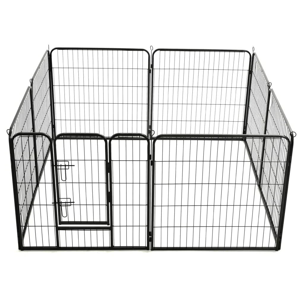 

Dog Playpen 8 Panels Steel 31.5"x31.5" Black
