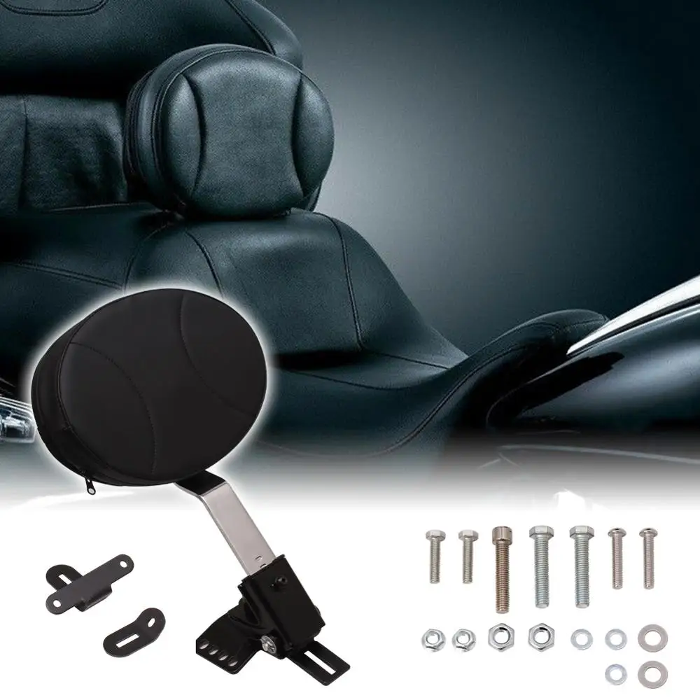 

Motorcycle Black Plug-in Adjustable Rider Seat Backrest Kit Cafe Racer Fit For Harley FLHT FLTR FLHX 1997-2017