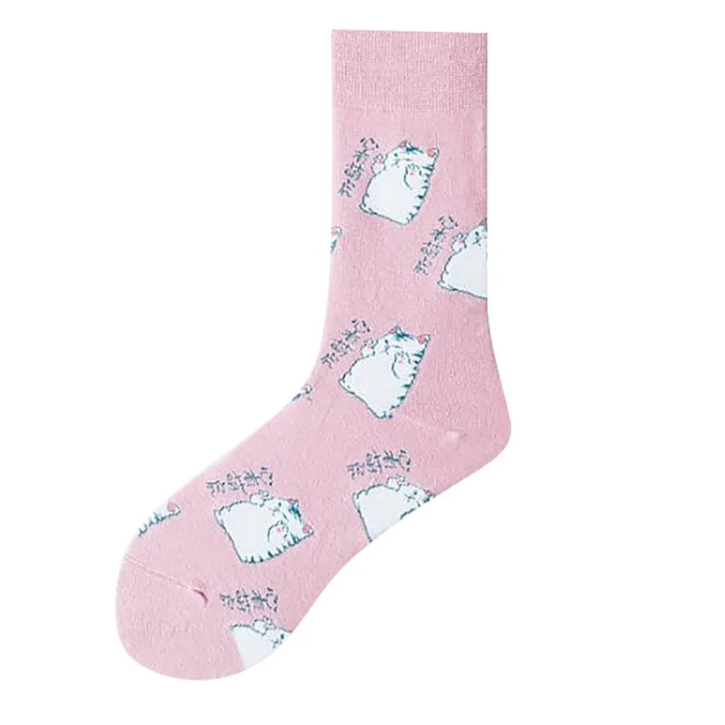 Socks Winter Warm Fashion Women Funny Cute Socks Casual Cotton Print Middle Socks Calcetines Meias W2