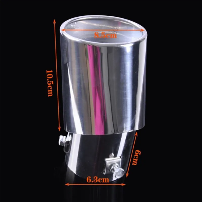 1pc High Quality Car Exhaust Muffler Tip Round Pipe Universal Chrome Exhaust Tail Muffler Tip Pipe Silver Stainless Steel 140mm images - 6