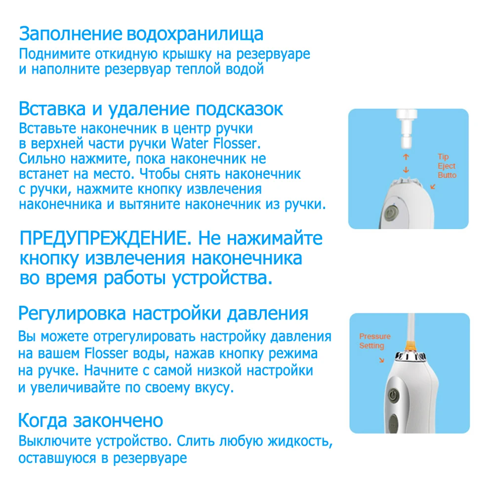 Ирригатор для полости рта USB Перезаряжаемый водный Флоссер переносная зубная