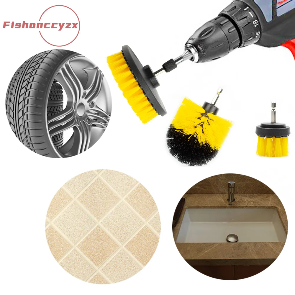

4pcs/set Brush Cleaner Drill Scrubbing Brushes With Extension Rod For Car Grout Tub Shower Kitchen Auto Care Cleaning Tools