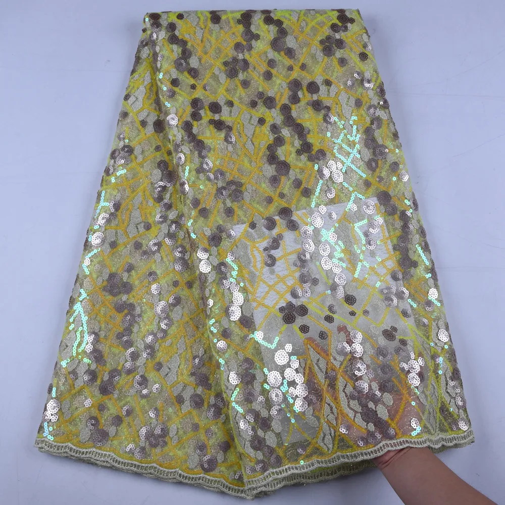 Африканская кружевная ткань 2019 Высококачественная французский шнур с блестками
