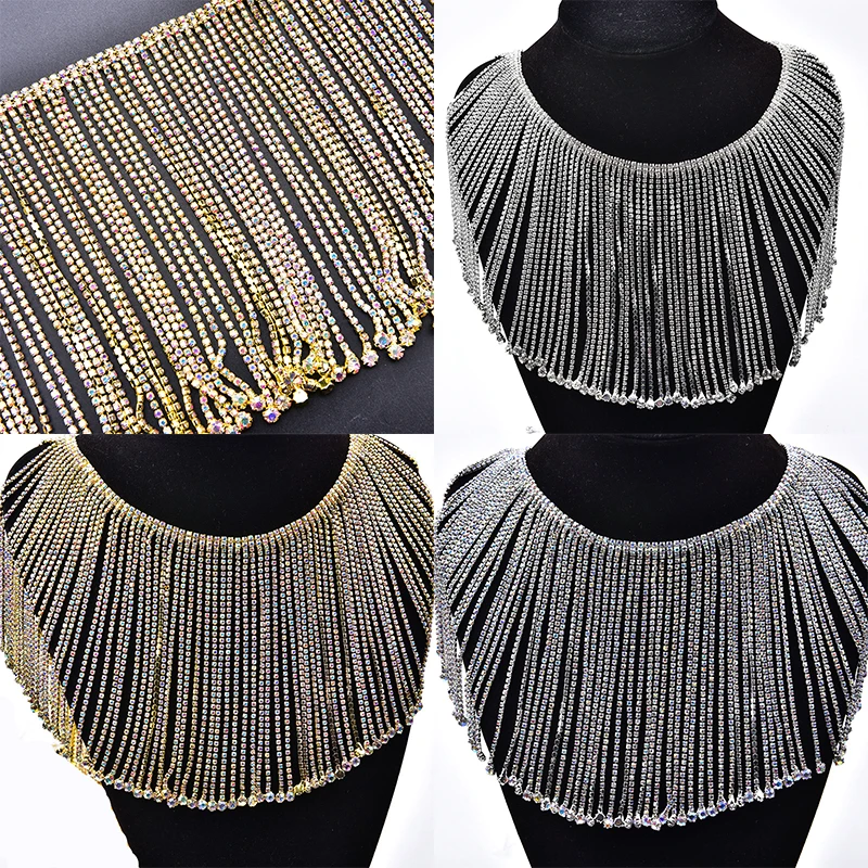 Новинка 45 см/Лот танцевальные кристаллы AB Стразы цепочка с кисточками свадебное