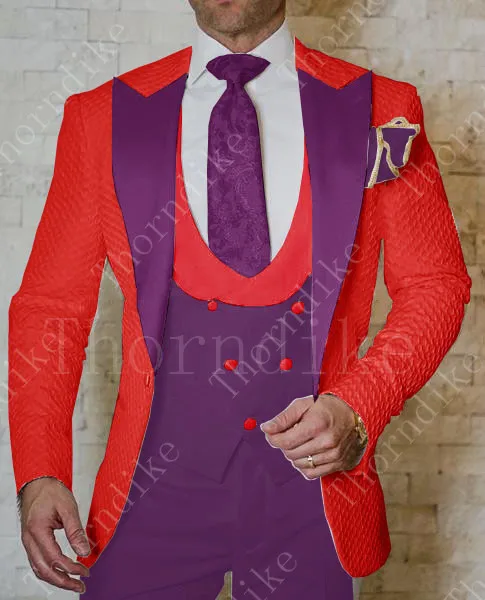 suit 16 Костюм Homme дизайн формальный смокинг 3 шт остроконечные лацканы свадебные костюмы для мужчин приталенный Белый Жаккардовый мужской костюм жениха - Цвет: suit 16