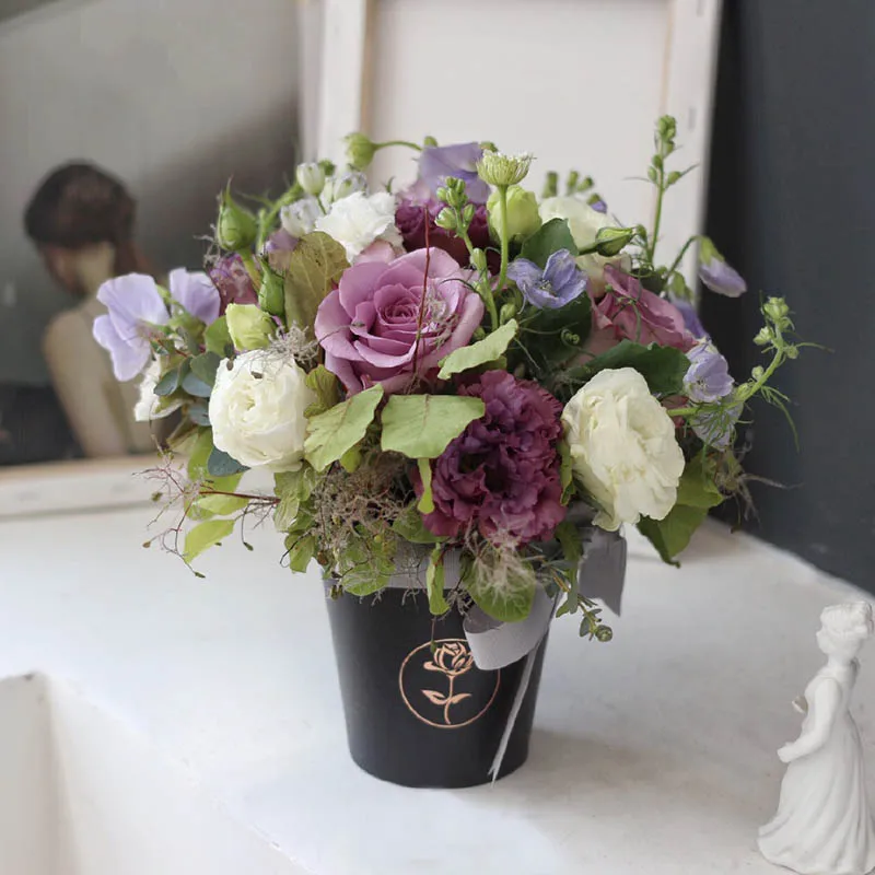 

5pcs Small Solid Gilding Box Packaging Flower Bouquet Hand Box Valentine's Day Gifts Packaging Box Florist Decoration Boxes