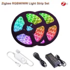 Zigbee 3,0 контроллер DC12V 5 м 10 М 5050 RGBWRGBWW Светодиодные ленты светильник Водонепроницаемый гибкие светодиодные полосы для TUYA эхо Smartthings H-U-E