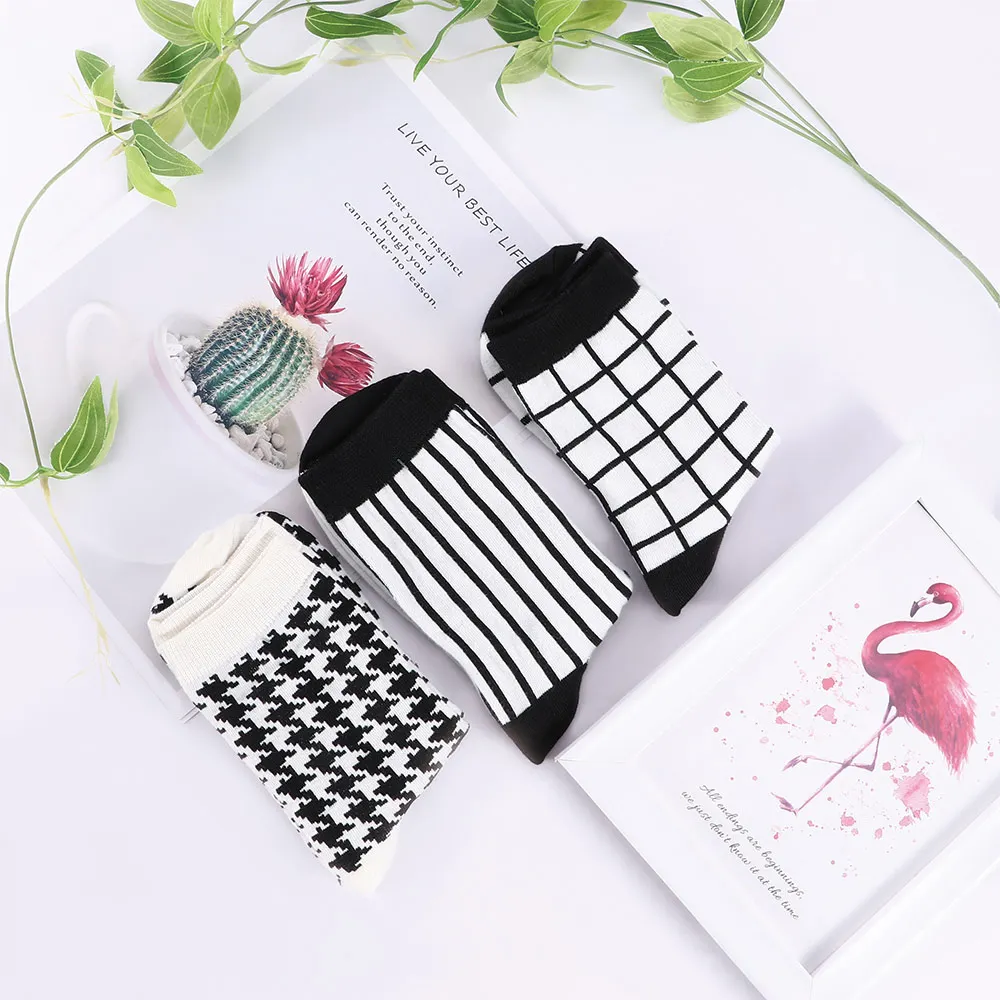 Модные стильные хлопковые носки для женщин и мужчин Полосатые Носки с рисунком
