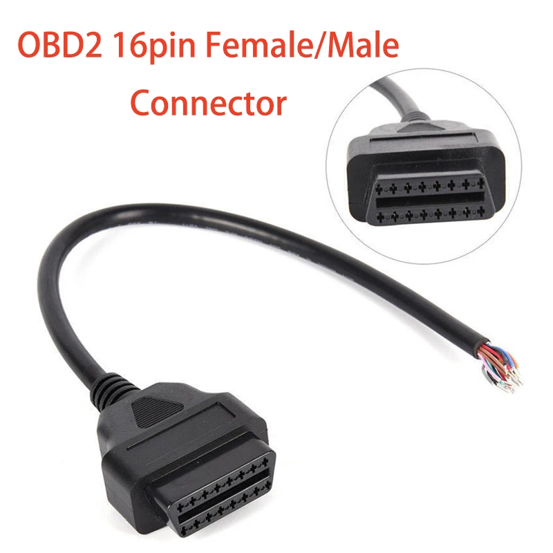 Кабель удлинитель OBD2 16 контактный Женский переходник с наружной вилкой для