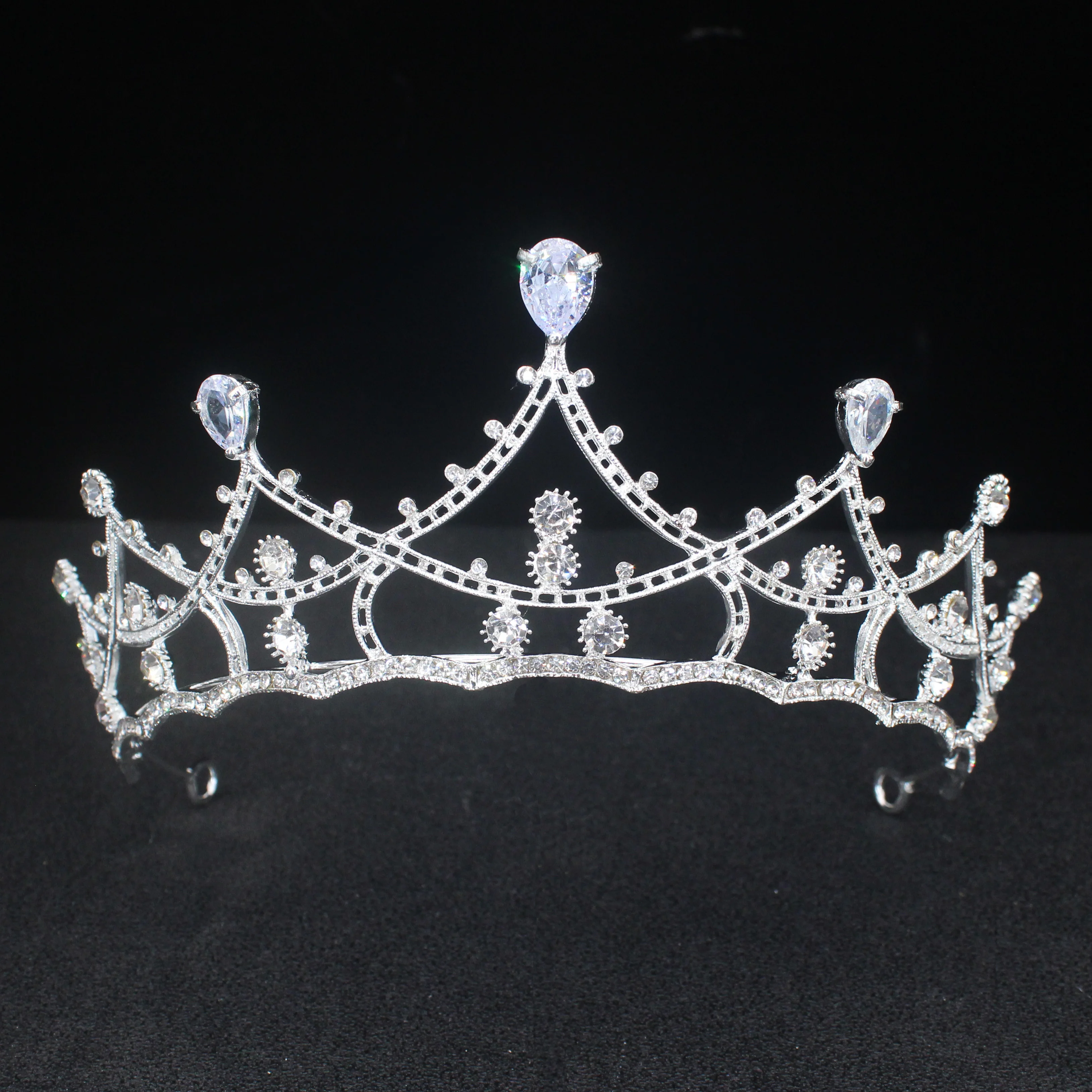 

Baroque Zircon Tiara Crown Headbands Princess Bride Prom Crystal Diadem Wedding Bridal Headpiece Women Hair Jewelry Accessories