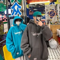 super dalian hat hoodie and pile thick coat letter print hoodie male korean version casual casual hip hop jacket couples wear