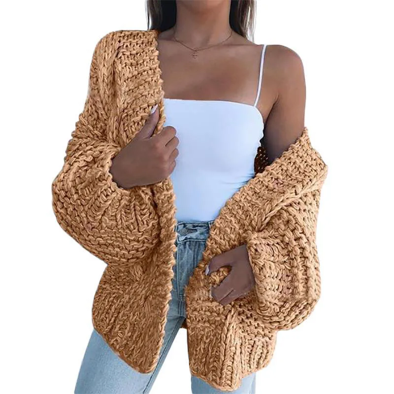 

European And American Hot-selling Women's Fashion Mohair Cardigan Sweater Casual Cardigan Warm Jacket Women Solid