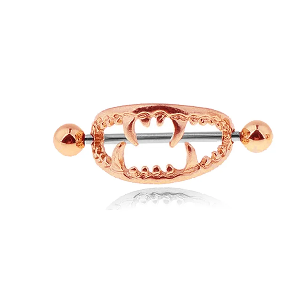 rose gold 1 шт. Племенной щит ниппель кольцо с 316L хирургическая сталь штанги ювелирные изделия с подвеской в виде соски пирсинг носа - Окраска металла: rose gold