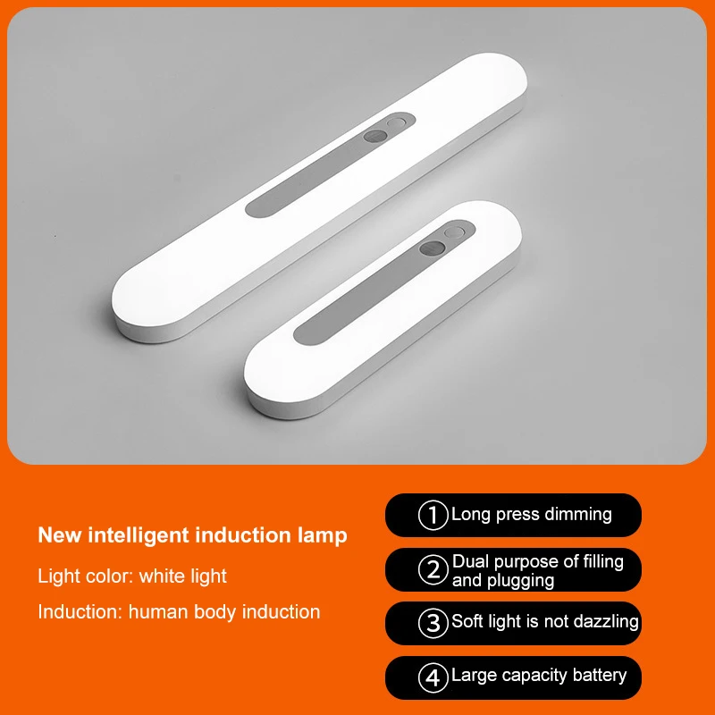 

LED Night Light Strip Closet 18cm 30cm USB Rechargeable Night lamp Motion Sensor Cabinet Light For Kitchen Cabinet Wardrobe Lamp