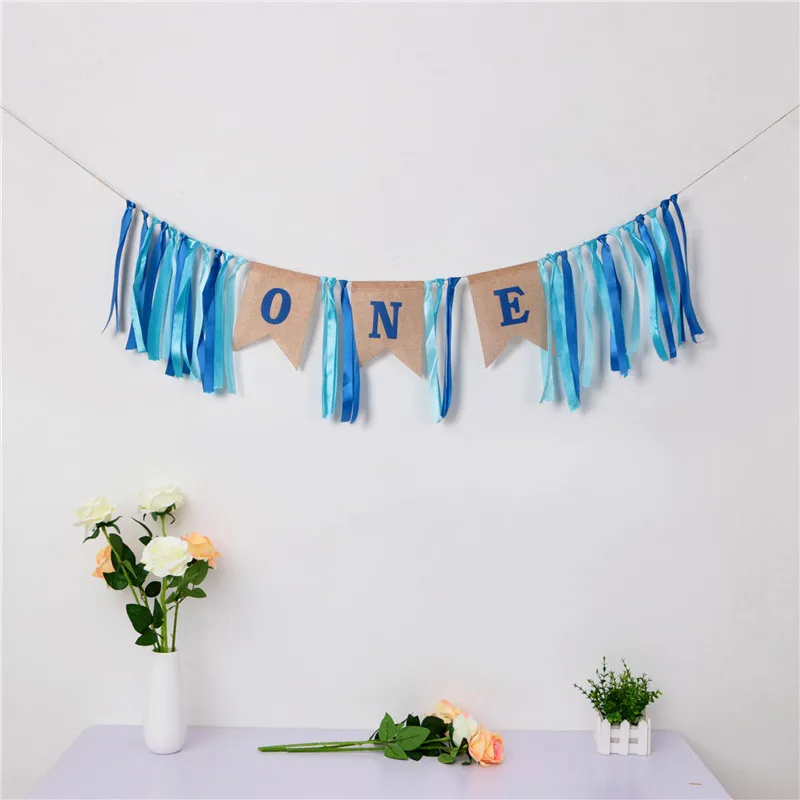 Новинка 1 комплект детский Baby Shower баннер 1th один флаг розовый День рождения