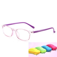 with case boy girl game reading computer protective goggle fashion children glasses plain kids square anti blue light eyewear