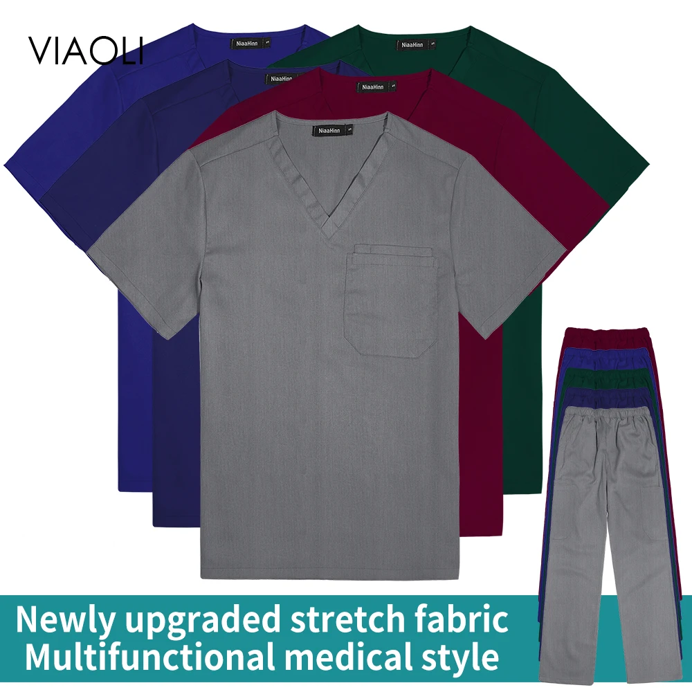Однотонные топы и брюки для медсестры блузка медсестер повседневные скрабы с