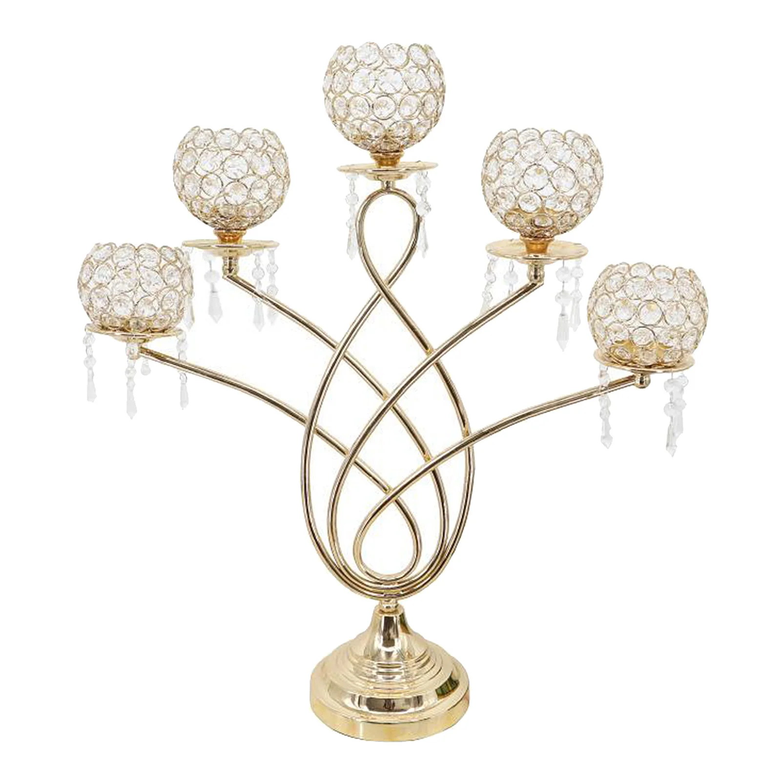 

Crystal Candle Holders，5 Arms Candelabras Decorative Centerpieces for Coffee Table Living Room Table Decorative Centerpieces