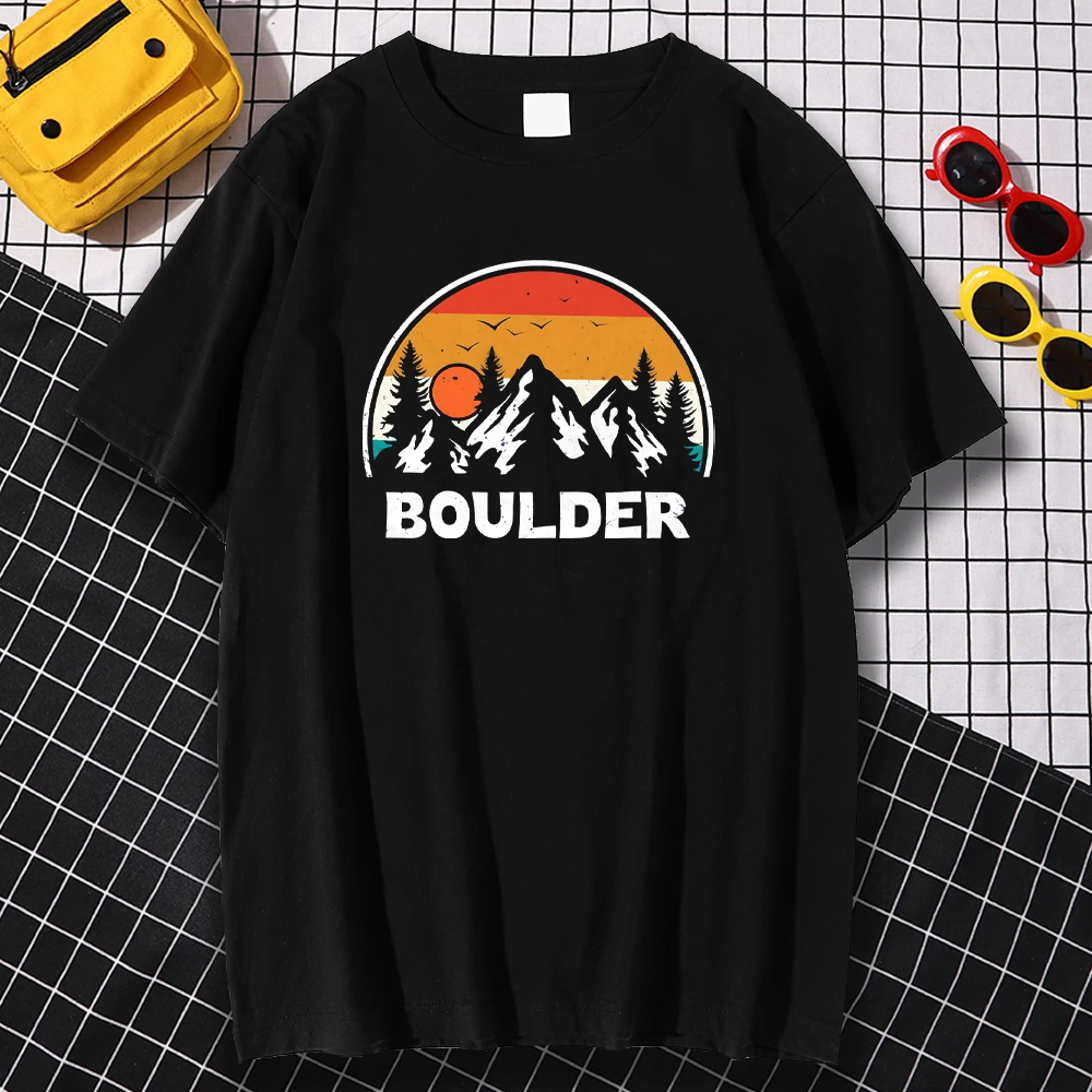 

Boulder Souvenir Print T Shirts Woman Breathable Summer Anime Short Sleeve Kawaii Crewneck T Shirt Fashion Casual T-shirt Female