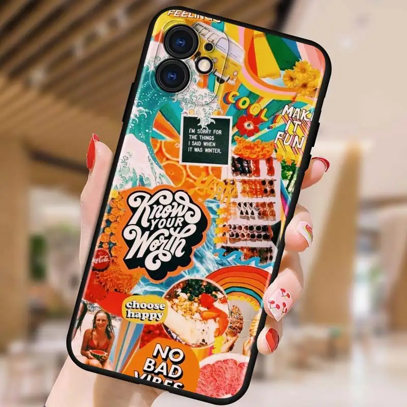 

Beach Surf Board Ocean Waves for iPhone 5 5S 6 7 8 X XR XS 11 SE 12 2020 mini Plus Pro MAX TPU Black Soft Cover