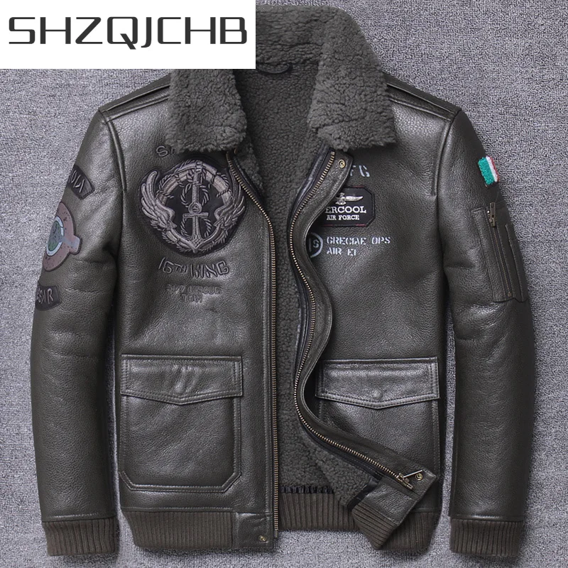 

SHZQ 100% натуральная кожа, мужская одежда 2021, уличная одежда, пальто из натуральной овчины, мужские пальто M977