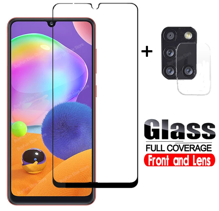 2 in 1 camera lens glass for samsung galaxy a31 a41 a21 a11 full screen protector on a 31 41 21 11 Protective Tempered Glass |